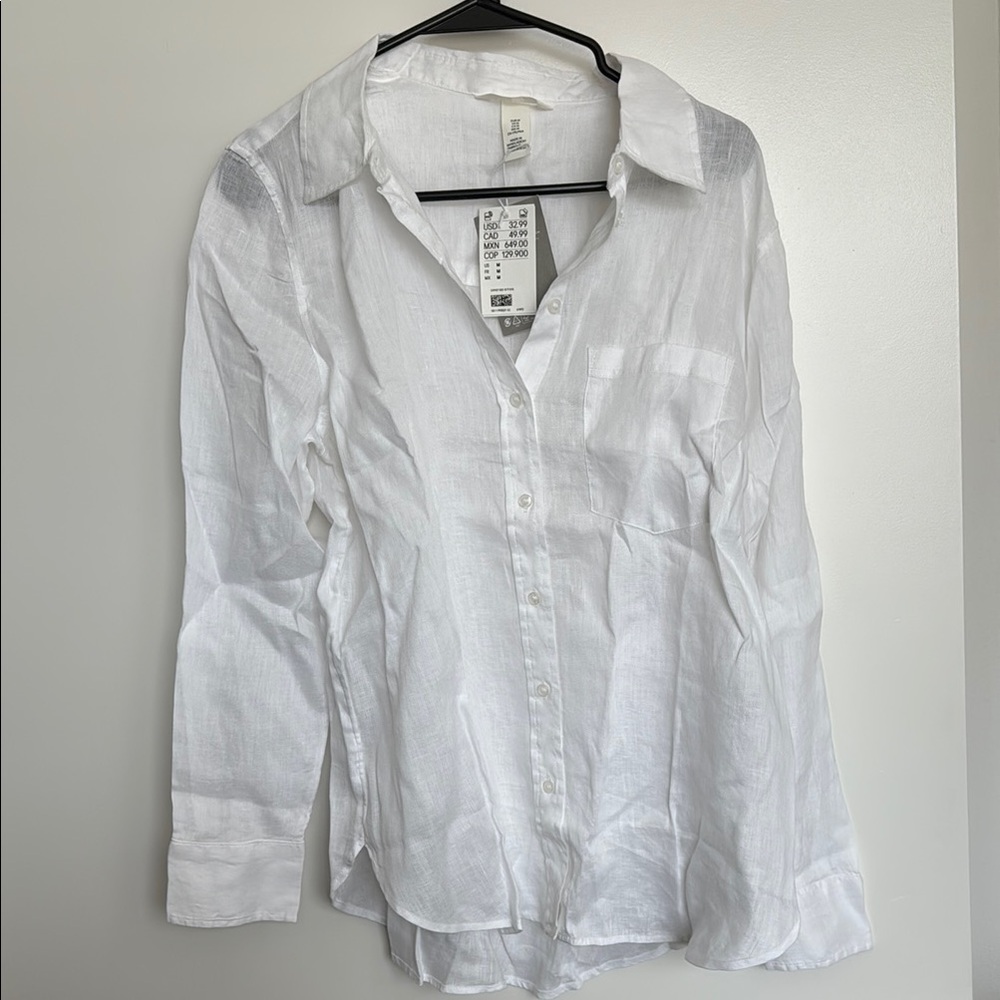 H&M Crisp White Linen Shirt